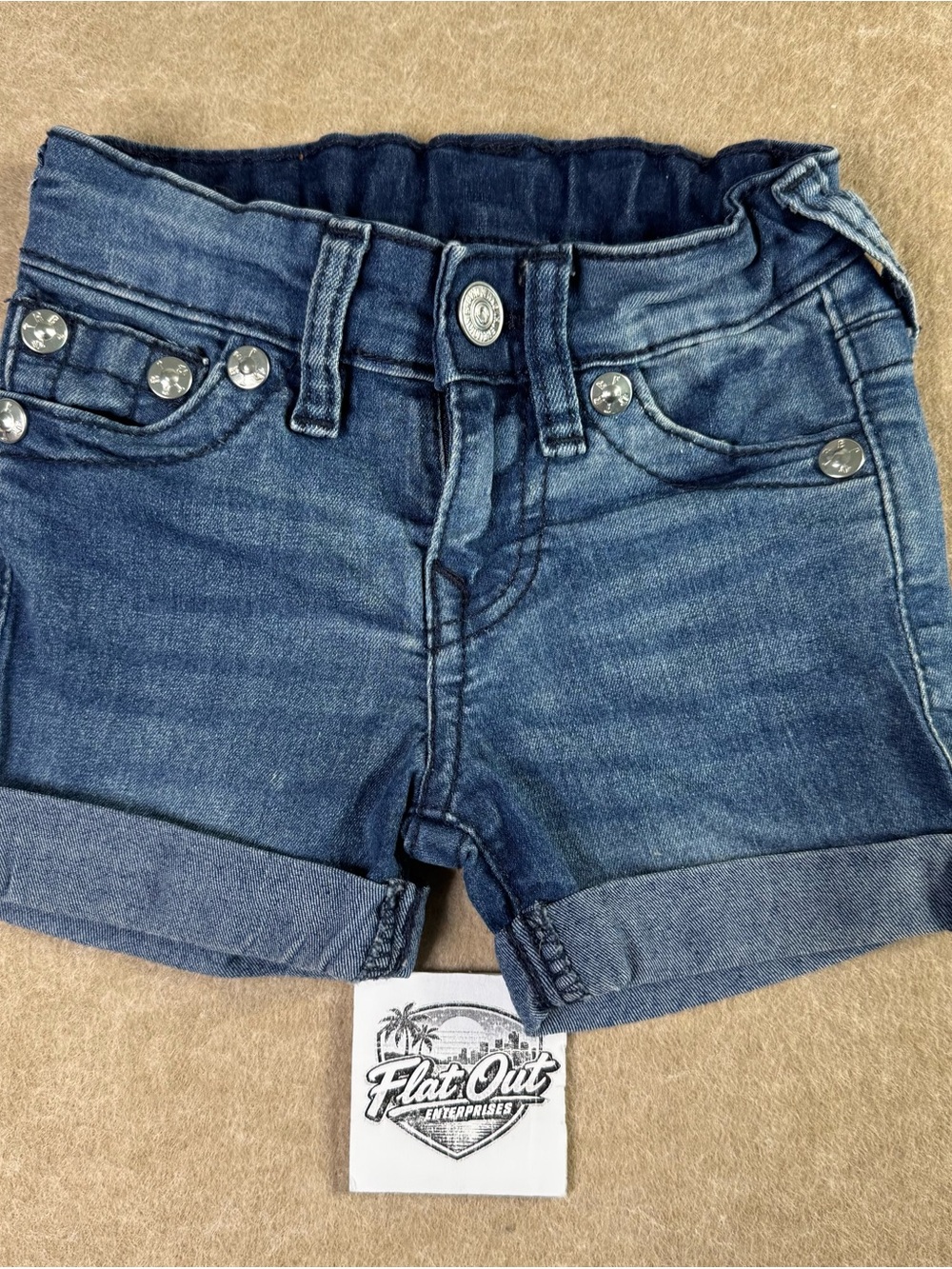 True Religion Baby Girls Denim Jean Shorts Size 12M Cuffed Blue Wash